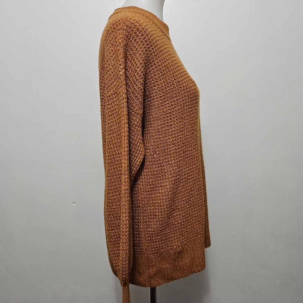 American Eagle Brown Waffle Knit Crewneck Oversized  Sweater Size Small - Picture 4 of 9